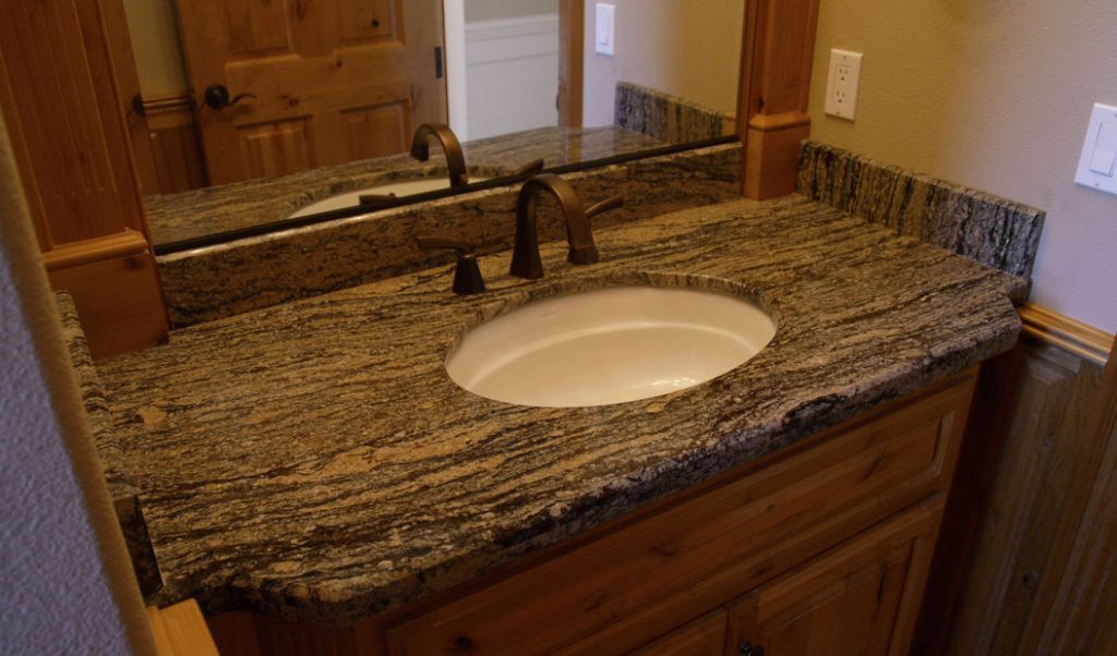 black and brown bathroom counter