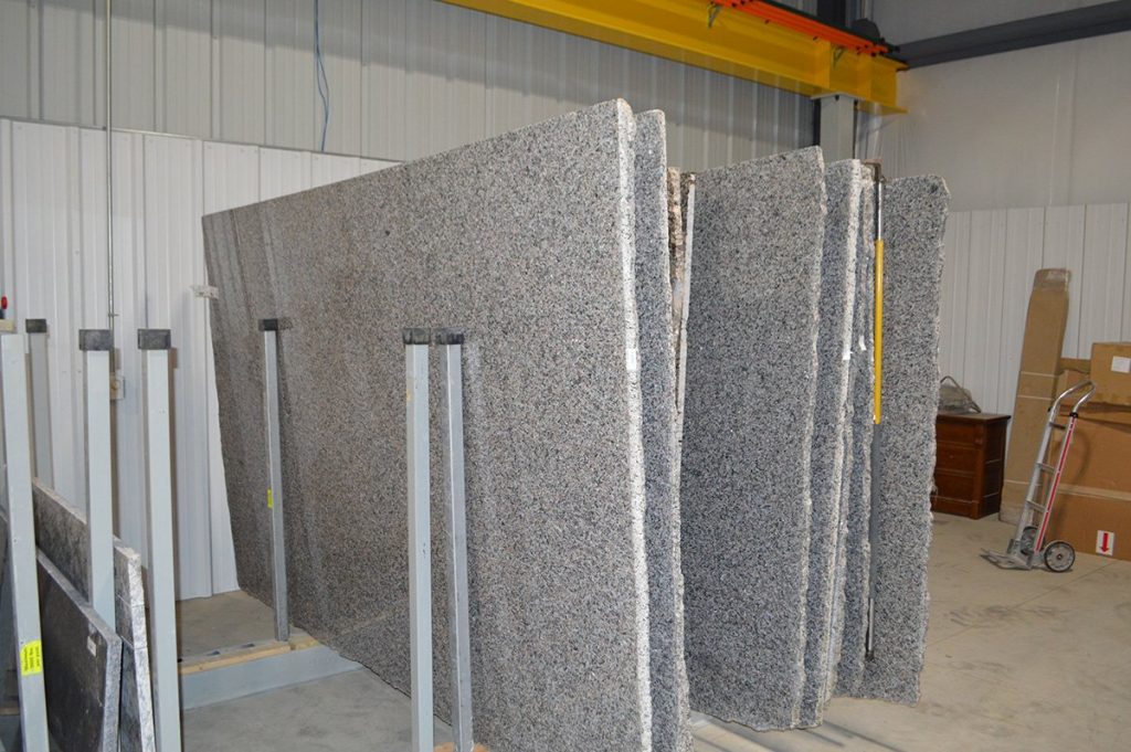 stacks of granite slabs