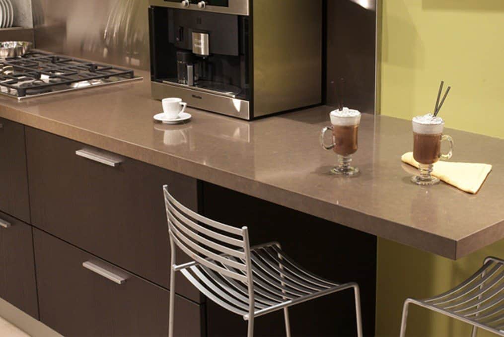 brown counter with coffee machine